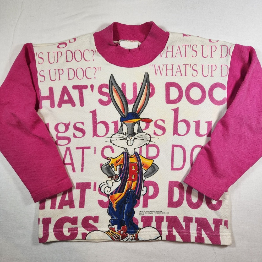 Vintage 1995 Bugs Bunny Looney Tunes Kids What's Up Doc Novel Teez yellowing